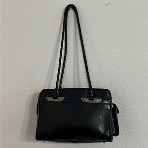 STORAGE GALORE! Bueno (of California) Black Shoulder Bag with Braided Straps